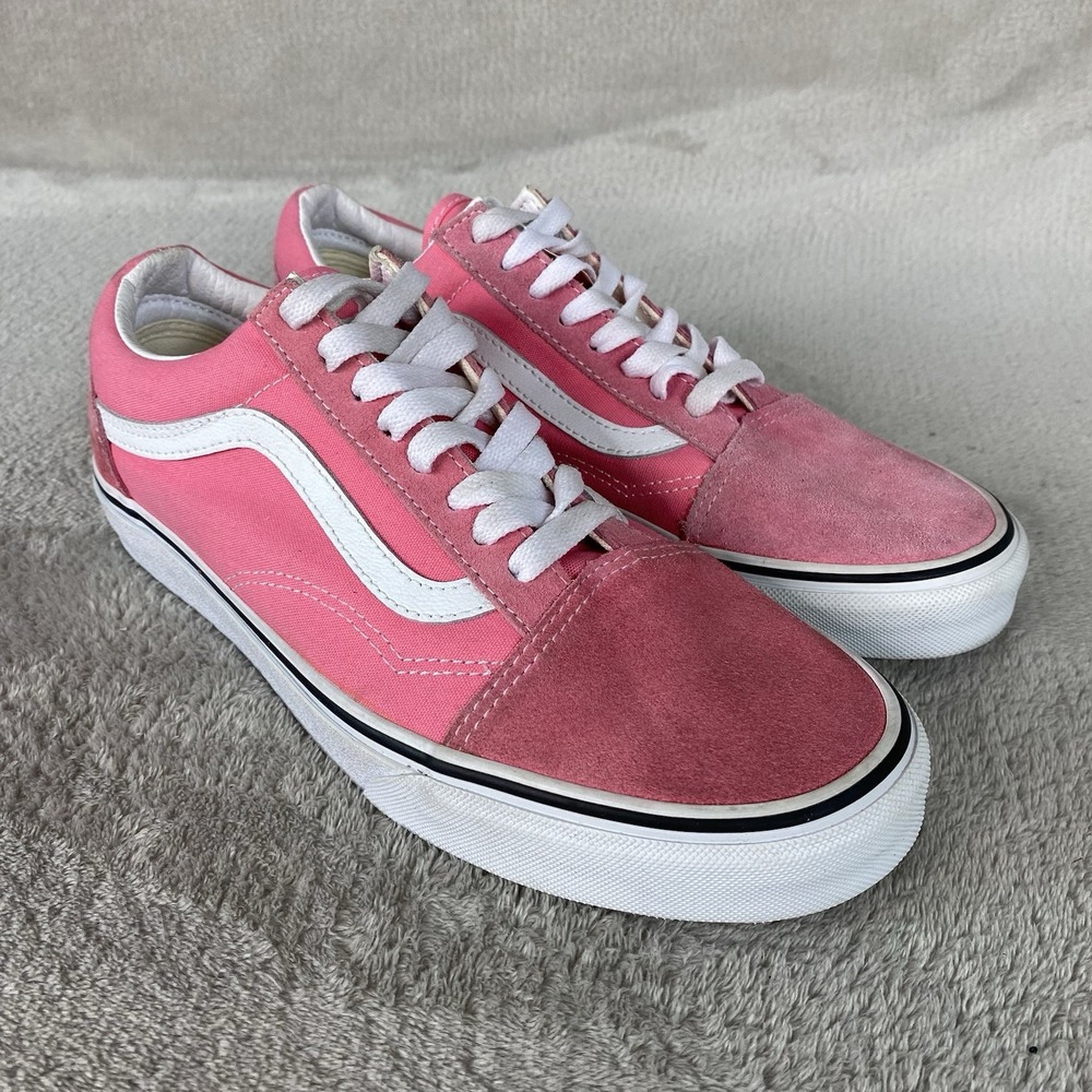 Vans Old Skool Womens Sneakers Size 9.5 Pink White Suede Skate Shoes NEW